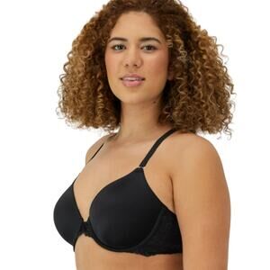 Maidenform One Fab Fit Lace T-Back Shaping Underwire Front Close Bra Black 38DD